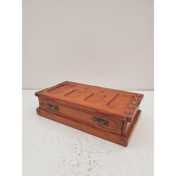 Vintage Gunther Mele 1970's wooden jewelry box. Jewellery with drawer . Vintage - Picture 4 of 10